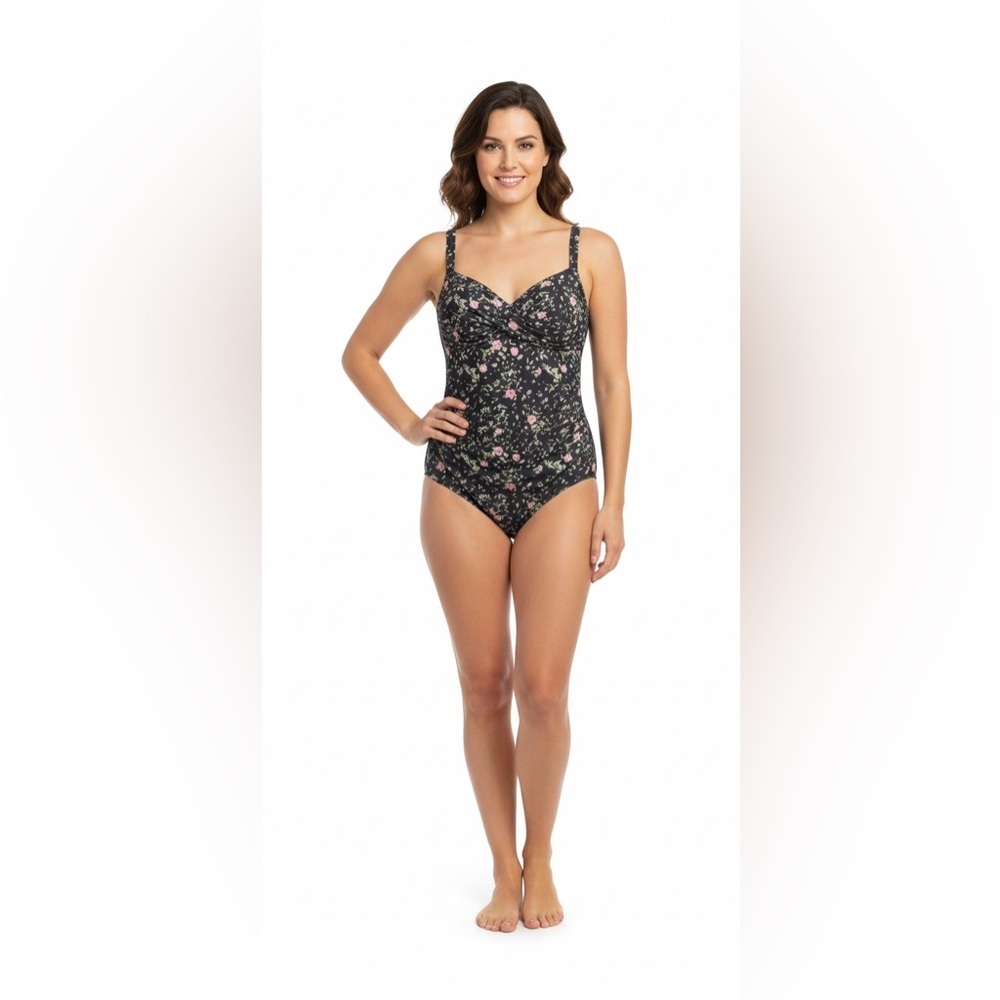 Onshore Floral Twist Front One Piece Swimsuit Size 16
